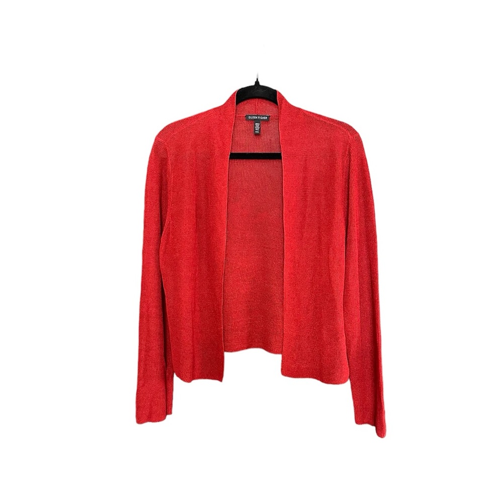 Eileen Fisher Red Linen Summer Cardigan, Medium